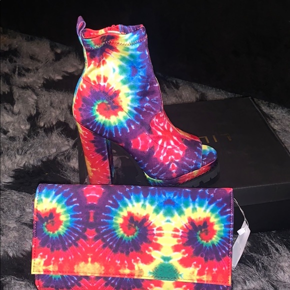 Shoes - Rainbow booties and clutch *CLOSET CLEAN OUT*